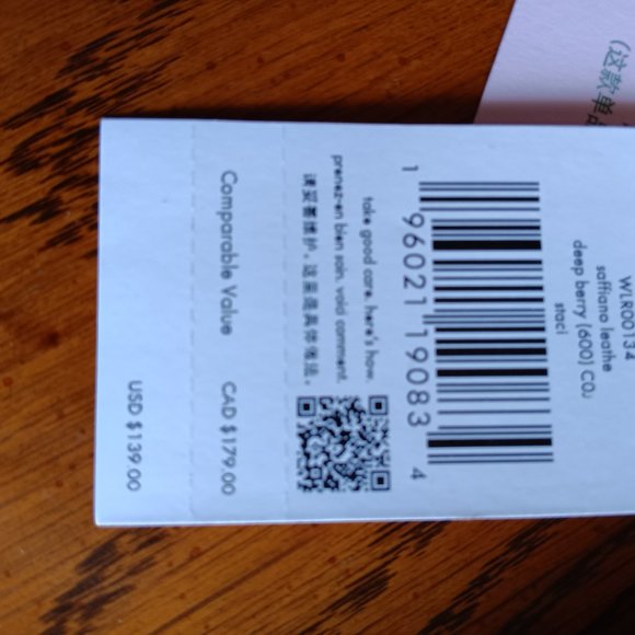 *PD*  New Kate Spade Staci Medium L Zip saffiano leather Wristlet, deep berry - Picture 7 of 8